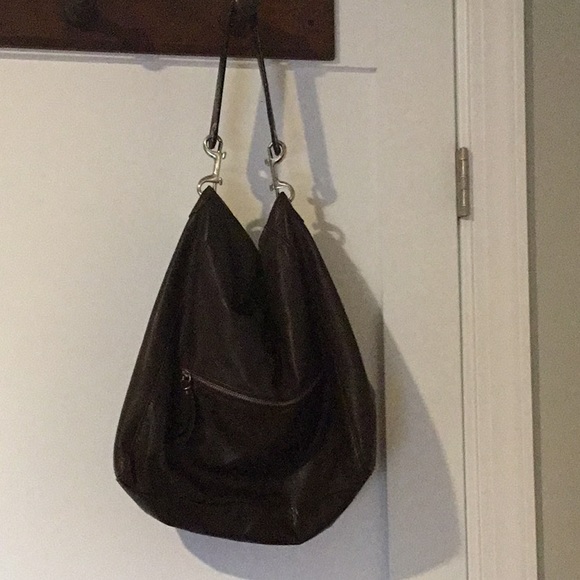Garnet Hill Handbags - Garnet Hill Leather Hobo bag  17” x14”x5” 22” clip on strap good used condition